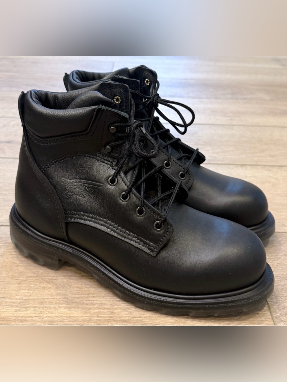 RED WING 607 BLACK 6-INCH SOFT TOE SLIP RESISTANT SUPER SOLE 2.0 WORK BOOTS 10.5